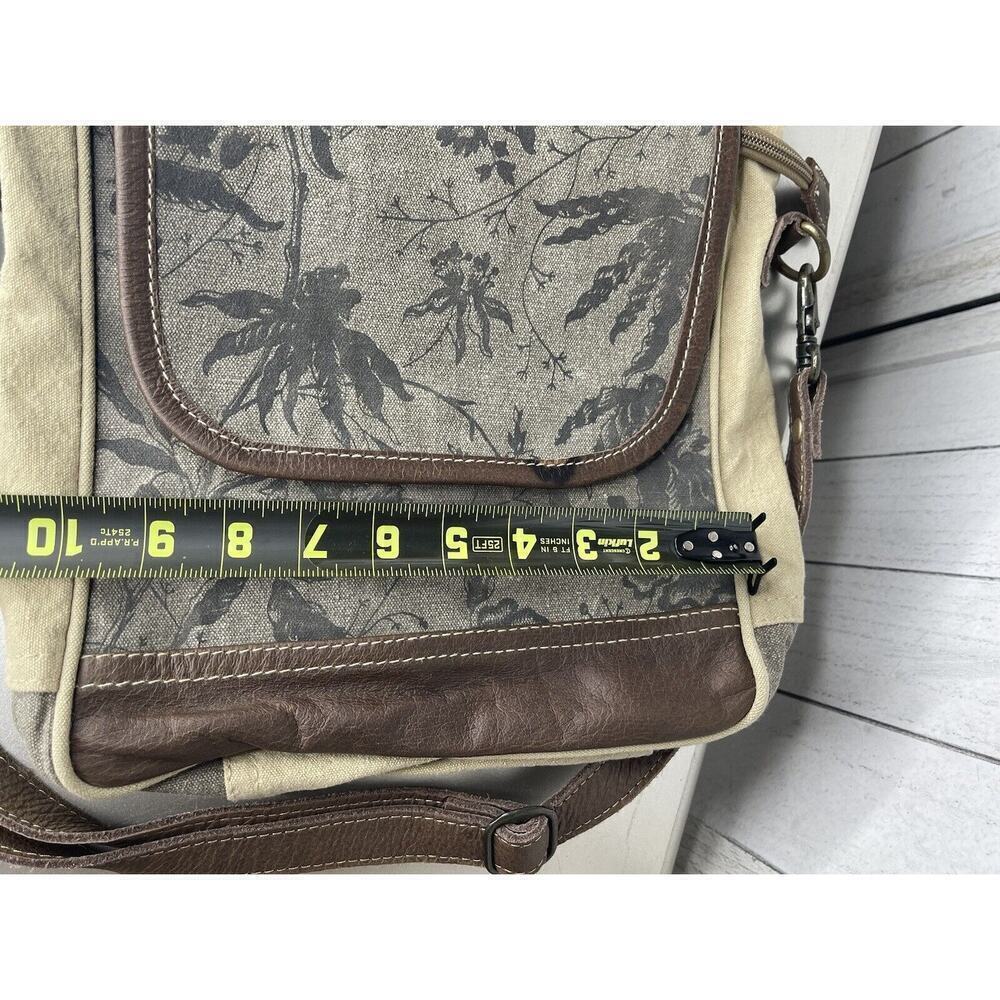 New! Myra Bag Purse Crossbody Bag Canvas and Leather Trees Leaves Print - Picture 6 of 6